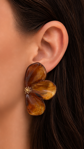 گوشواره گل قهوه ای